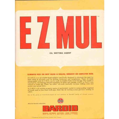 BAROID 1962 National Lead Company EZ Mul oil wetting agent vintage ad