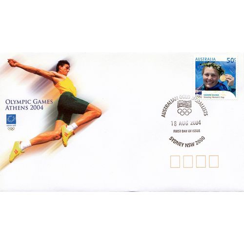 ATHENS XXVIII Olympic Games Australian Gold: Shooting FDC 18/8/04 [ATHENS]