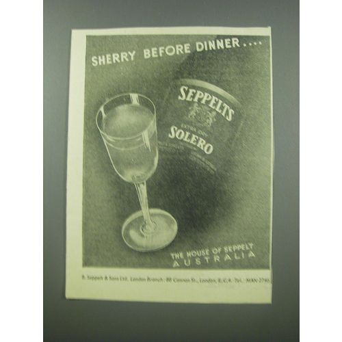 1954 Seppelts Solero Sherry Ad - Sherry before dinner