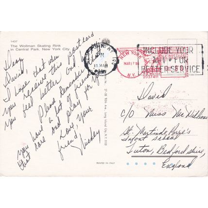 USA New York Slogan Postmark Postcard 1988