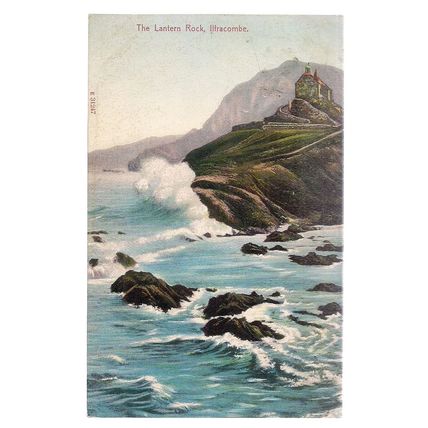 THE LANTERN ROCK, ILFRACOMBE, DEVON used antique postcard 1914 postmark =