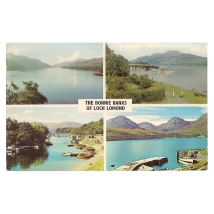 BONNIE BANKS OF LOCH LOMOND. SCOTLAND multiview used vintage postcard 1974 pm =