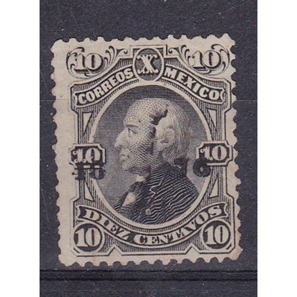 MEXICO 1874-77 HIDALGO 10c OVERPRINTED 4676 NO GUM