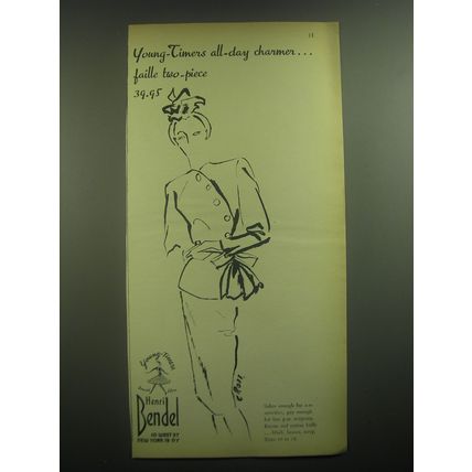 1945 Henri Bendel Young-Timers Fashion Ad - Young-Timers all-day charmer