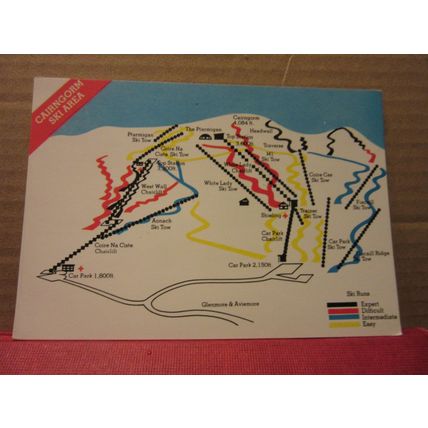 the SKI AREA MAP, CAIRNGORMS unused postcard dated 1984 #