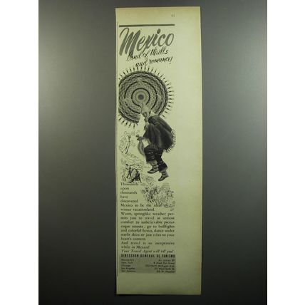 1952 Mexico Tourism Ad - Mexico land of thrills and romance