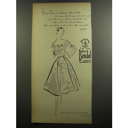 1952 Henri Bendel Young-Timers Dress Ad - Young-Timers invariably get a kick