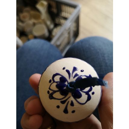 Blue And White Egg Shape Decoration