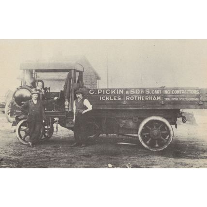 Sheffield Rotherham Old Steam Lorry & Drivers Yorkshire Postcard
