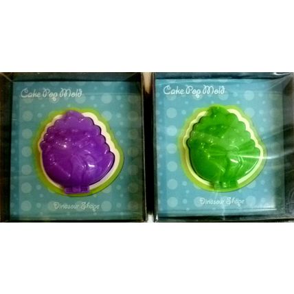 "2 NO BAKE CAKE POP or BENTO MOLDS PURPLE & GREEN DINOSAURS"