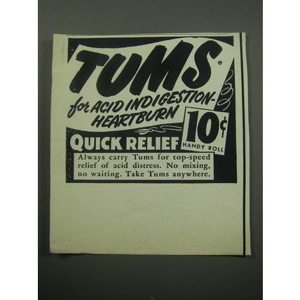 1957 Tums Medicine Ad - Tums for acid indigestion - heartburn