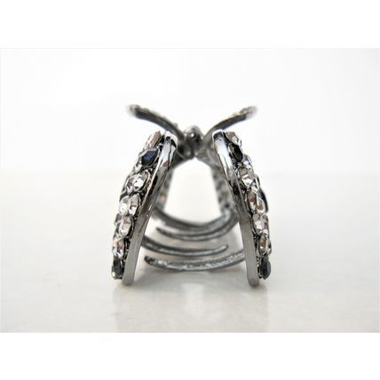 Medium blue or smoke gray crystal bow metal hair claw clip bridal clip