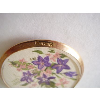 Antique 9ct Gold Open Locket Watch Fob Edwardian Watercolour Hallmark Glasgow