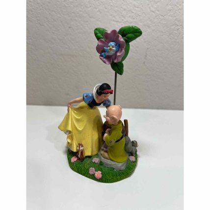 Disney Snow White Card Holder Figurine Kissing Dopey Butterfly Gift Office Decor