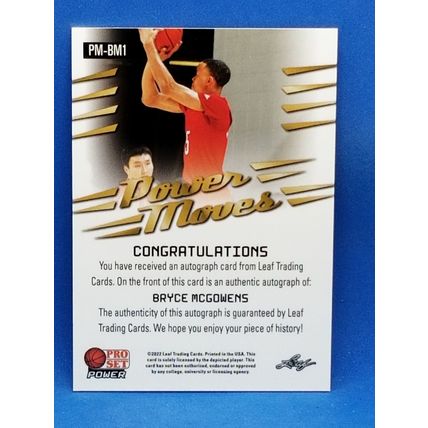 2021-22 Leaf Pro Set Power Power Moves Platinum #PMBM1 Bryce McGowens 58/99