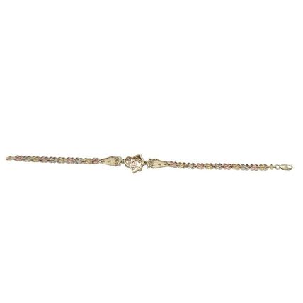 Heart Dolphin Quince Anos Sweet 15 Años 8.3" Bracelet Multi Tone Real 14K Gold