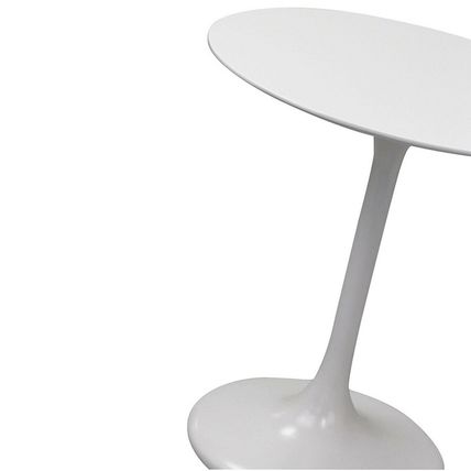 28" Round White Pedestal Stem Tulip Dining Table Lacquered Chip Resist. Wood Top
