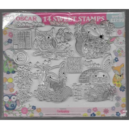 Oscar & Friends Sweet Stamp Set. Stamping Cardmaking Scrapbooking Crafts