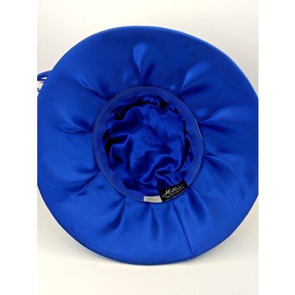 Vintage Milano Paris Derby Blue Embroidered Floral Beaded Feather Cocktail Hat