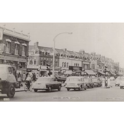 Bicycles Traffic Jam at Bakers Arms Leyton London Old RPC Postcard