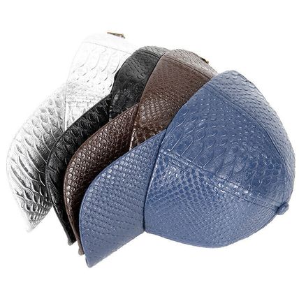 Style Leather Baseball Cap Snapback Hats Adjustable Outdoor Casual Men Crocodile