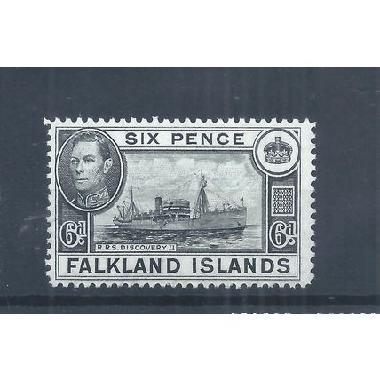 Falkland Islands stamps. 1938 etc 6d GVI Discovery II ship MH (AQ402)