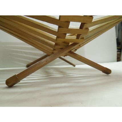 Vintage MCM folding Wooden Basket for table, fruit basket, mail, ect. 9.5"