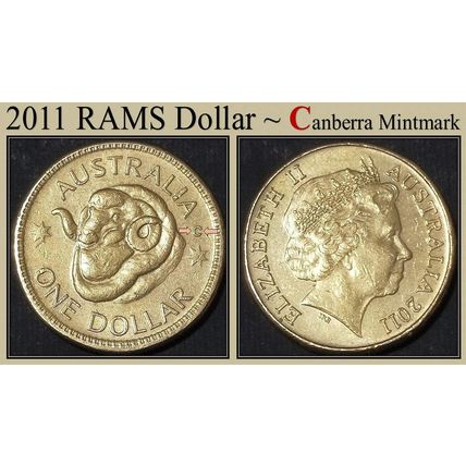 Australia 2011 Rams Dollar - 'C'anberra Mint Mark - Circulated