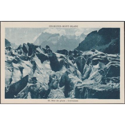 Crevasses, Mer de Glace, Chamonix-Mont-Blanc, c.1920s - Tairraz CPA