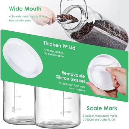 2 Gallon Glass Jar with Airtight Lid, Wide Mouth Mason Jar with Lids(7600Ml), Se