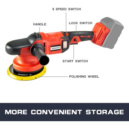 IRONFIST Cordless Orbital Polisher Compatible with Milwaukee M18 Battery, Car Po
