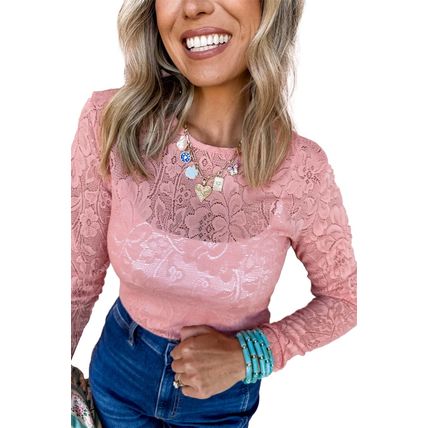 Blossom Floral Lace Sheer Long Sleeve Top