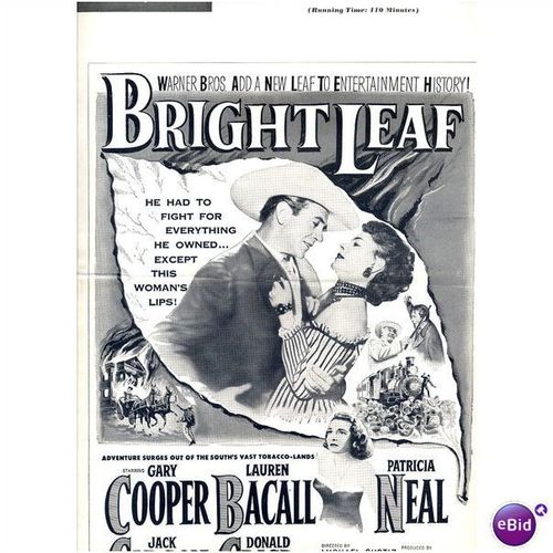 BRIGHT LEAF Gary Cooper, Lauren Bacall, Patricia Neal Press Book