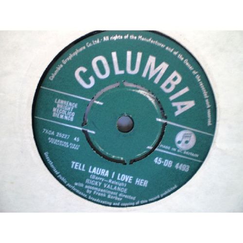 RICKY VALANCE - Tell Laura I Love Her-1960 -UK 7” Single-EX