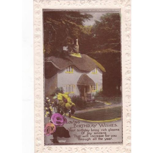 Thatched Cottage Loving Birthday Wishes Birthday Greetings Postcard (GR1362)