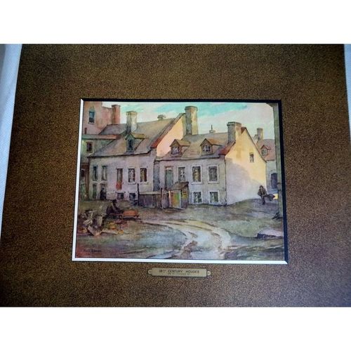 Vintage Paul Caron print old houses st vincent montreal art Lithograph painting