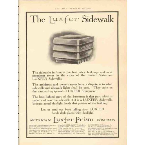 american luxfer prism company 1911 the luxfer sidewalk vintage ad