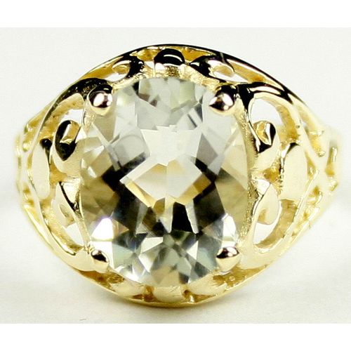 Green Amethyst (Prasiolite), 10KY Gold Ring, R004