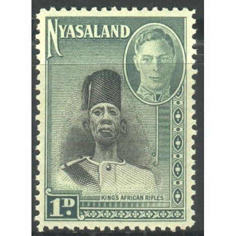 Nyasaland Protectorate 1945 - SG145 - 1d black/green - Kings African Rifles - MH