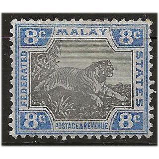 Federated Malay States 1900 SG19a 8c Grey & Ultramarine Mounted Mint . ..
