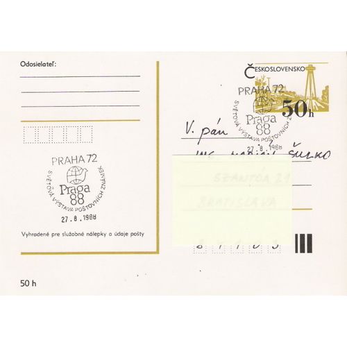 World Exhibition of Postage Stamps - Praga 88