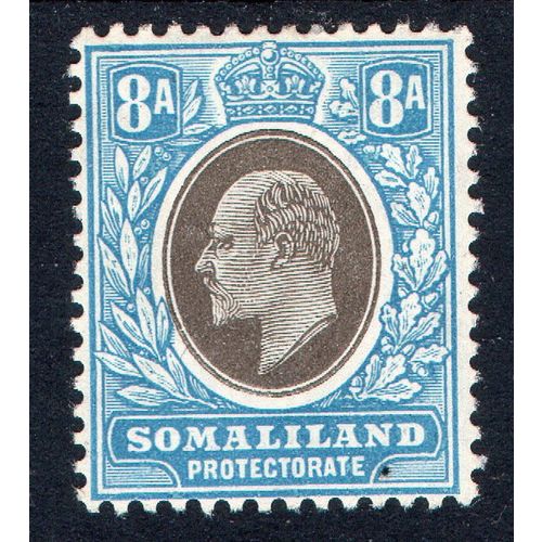 1905 SOMALILAND Sg52a 8a black & blue Chalk wmk MC CA lightly mounted mint (ALB)