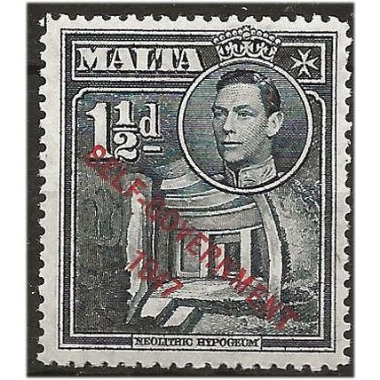 Malta 1948 SG237 1 1/2d Blue-Black SELF GOVERNMENT Mounted Mint ..