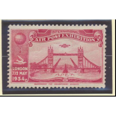 Great Britain Stamp, 1934 APEX Air Post Exhibition, Mint Hinged