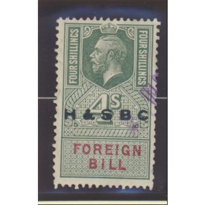 Great Britain Stamp, KGV Foreign Bill, 3 Shillings, Overprinted "H&SBC", Used