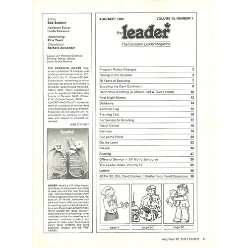 Scouts Canada Leader Magazine August September 1982 Volume 13 Number 1 Outdoors