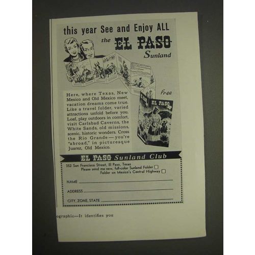 1959 El Paso Texas Ad - This year see and enjoy all the El Paso Sunland