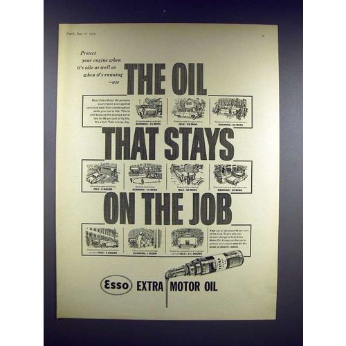 1959 Esso Extra Motor Oil Ad - Stays on the Job