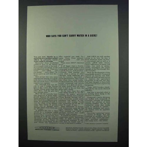 1962 American Cyanamid Ad - Carry Water in a Sieve