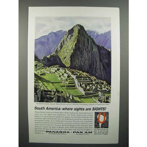 1963 Panagra Pan Am Airways Ad - Machu Picchu, Peru